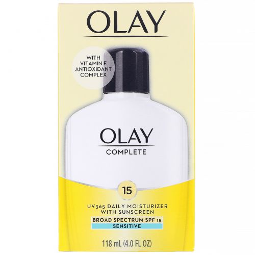 Olay, Complete, UV365, дневное увлажняющее средство, SPF 15, для чувствительной кожи, 118 мл (4,0 жидк. унции)