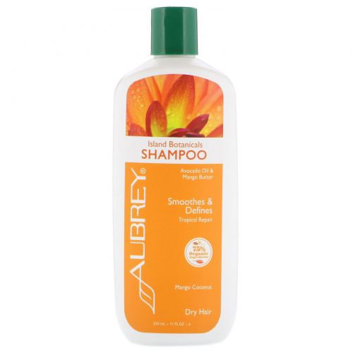 Aubrey Organics, Island Naturals Shampoo, Dry/Replenish, Mango Coconut, 11 fl oz (325 ml)