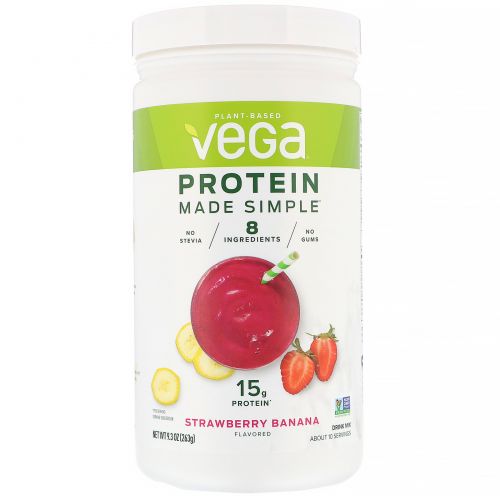 Vega, Protein Made Simple, протеин, клубника и банан, 263 г (9,3 унции)