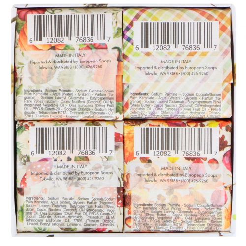 European Soaps, LLC, Via Mercato, Natale, Shea Butter Soaps Set, 4 Soaps, 50 g Each