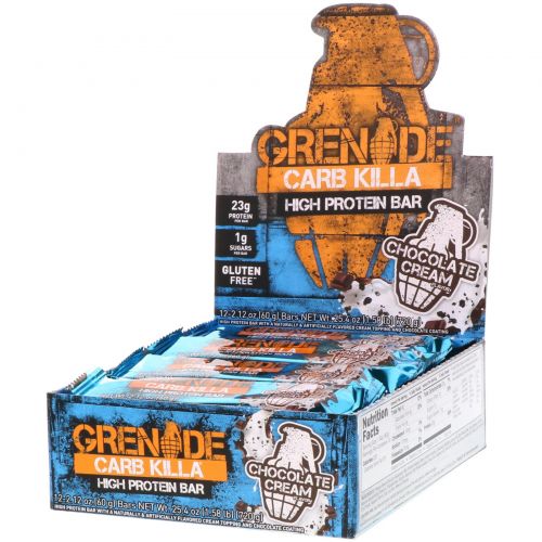 Greensations, Carb Killa Bar, Chocolate Cream,12-2.12 oz bars, Net Wt 25.44 oz (Discontinued Item)