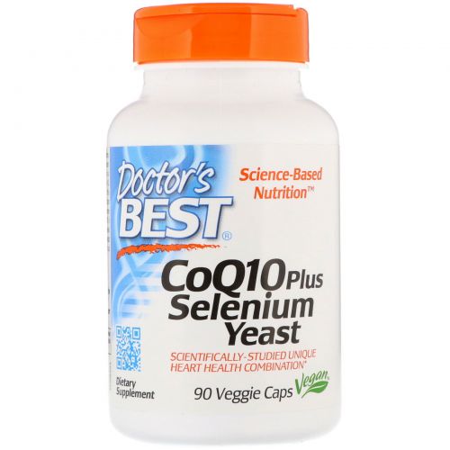 Doctor's Best, CoQ10 плюс селен и дрожжи, 90 вегетарианских капсул