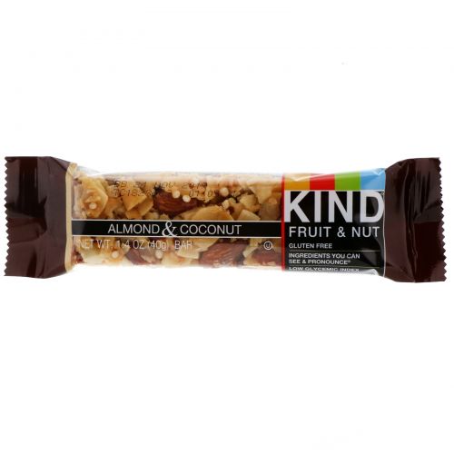 KIND Bars, Фруктово-ореховые батончики, с миндалем и кокосом, 12 батончиков по 40 г