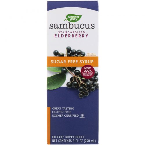 Nature's Way, Sambucus, стандартизированный экстракт бузины, без сахара, 8 жидких унций (240 мл)