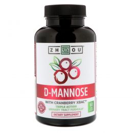 Zhou Nutrition, D-Mannose with Cranberry Xbac, 60 Vegetarian Capsules