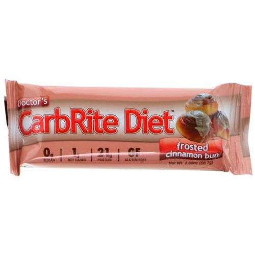 Universal Nutrition, Батончик Doctor's CarbRite Diet, без сахара, булочка с коричной глазурью, 12 плиток, по 2 унции (56,7 г) каждая