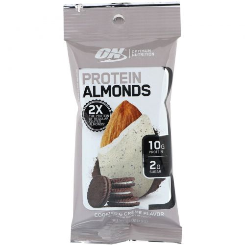 Optimum Nutrition, Protein Almonds, Cookies & Creme, 12 Packets, 1.5 oz (43 g) Each