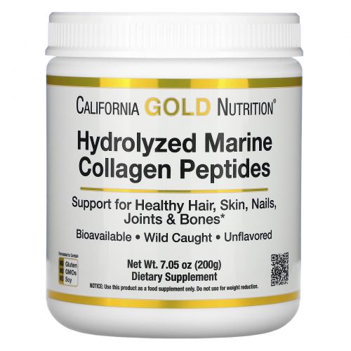 California Gold Nutrition, пептиды из морского коллагена премиального качества, без вкусовых добавок, 200 г (7,05 унции)