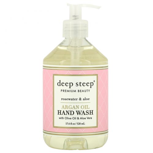 Deep Steep, Argan Oil Hand Wash, Rosewater & Aloe, 17.6 fl oz (520 ml)