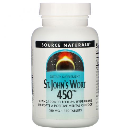 Source Naturals, Зверобой 450, 450 мг, 180 таблеток