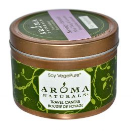 Aroma Naturals, Soy VegePure, свеча для поездок, спокойствие, иланг-иланг и лаванда, 2,8 унции (79,38 г)