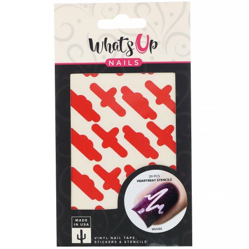 Whats Up Nails, Heartbeat Stencils, 20 Pieces