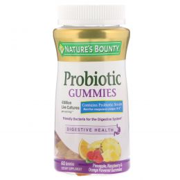 Nature's Bounty, Probiotic Gummies, 4 Billion, Pineapple, Raspberry & Orange, 60 Gummies