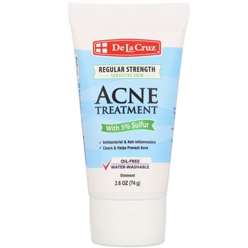 De La Cruz, Ointment, Acne Treatment with 5% Sulfur, Regular Strength, 2.6 oz (74 g)