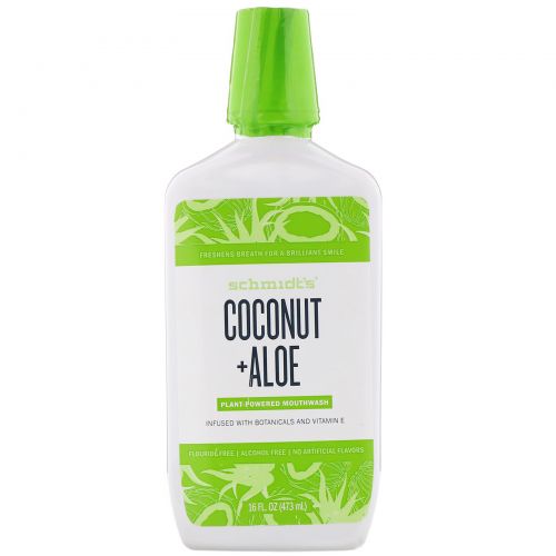 Schmidt's Naturals, Plant-Powered Mouthwash, Coconut + Aloe, 16 fl oz (473 ml)