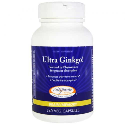 Enzymatic Therapy, Ultra Ginkgo!, для мозга/памяти, 240 вегетарианских капсул