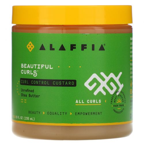 Alaffia, Beautiful Curls, Curl Control Custard, All Curls, Unrefined Shea Butter, 8 fl oz (235 ml)