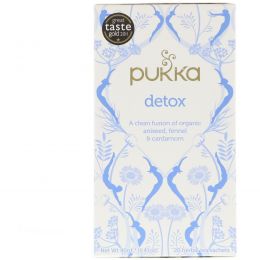 Pukka Herbs, Детокс, чай из аниса, фенхеля и кардамона органического происхождения, без кофеина, 20 пакетиков травяного чая, 1,41 унции (40 г)