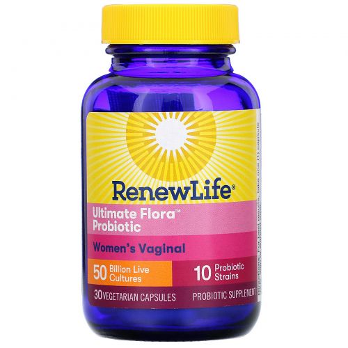 Renew Life, Ultimate Flora, Vaginal Support, 50 миллиардов, 30 вегетарианских капсул