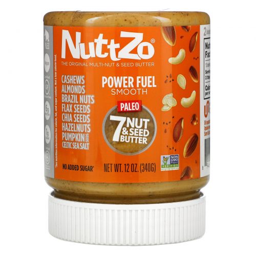 Nuttzo, Power Fuel, Paleo 7 Nut & Seed Butter, Smooth, 12 oz (340 g)