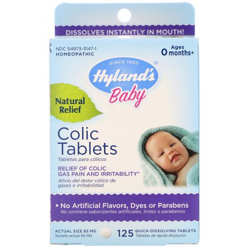 Hyland's, Baby, таблетки от колик в животе для малышей, 125 таблеток