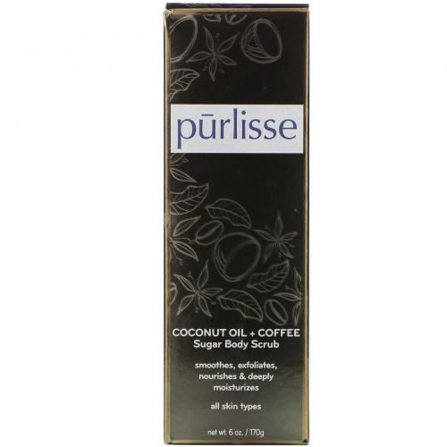 Purlisse, Coconut Oil + Coffee, Sugar Body Scrub, 6 oz (170 g)