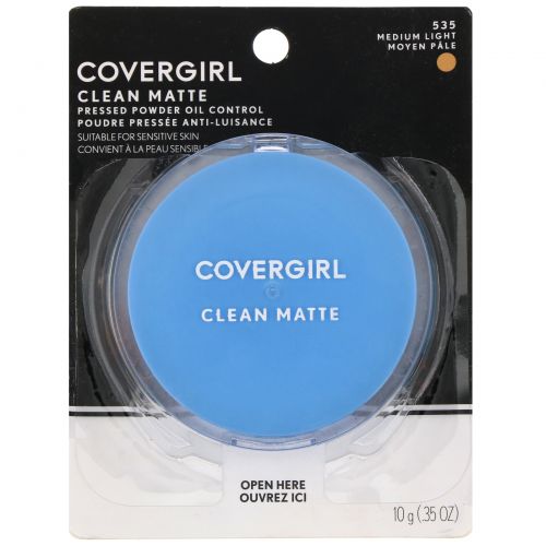 Covergirl, Clean Matte, компактная пудра, оттенок 535 «Средний светлый», 10 г (0,35 унции)