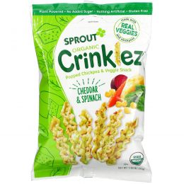 Sprout Organic, Crinklez, хрустящий овощной снек, сыр и шпинат, 42 г