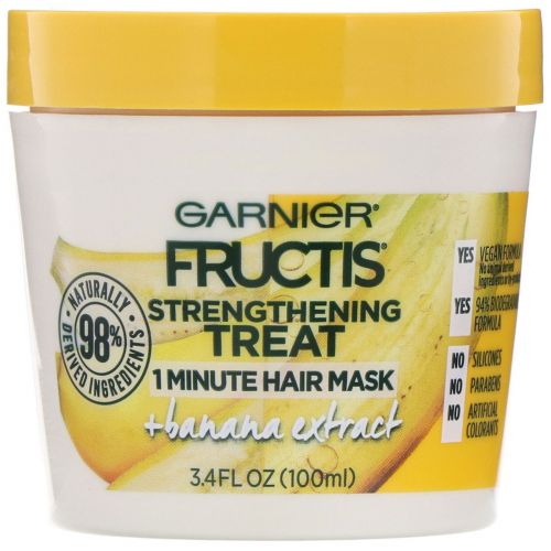 Garnier, Fructis, укрепляющая маска для волос на 1 минуту, с экстрактом банана, 100 мл