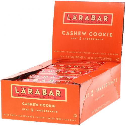 Larabar, Печенье с кешью, 16 печений, 1,7 унции (48 г) каждое