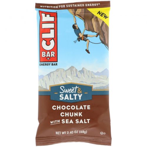 Clif Bar, Sweet & Salty, Chocolate Chunk with Sea Salt, 12 Bars, 2.40 oz (68 g) Each