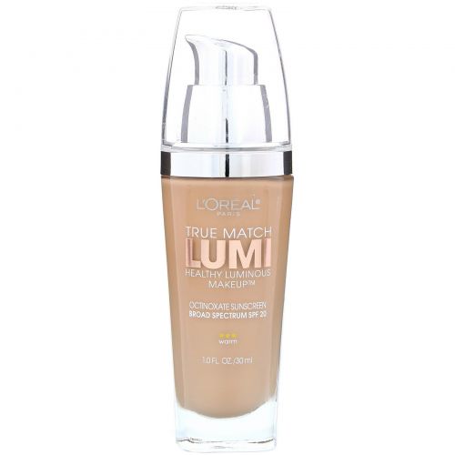 L'Oreal, Тональная основа True Match Healthy Luminous Makeup, SPF 20, оттенок W3 телесный бежевый, 30 мл