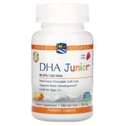 Nordic Naturals, DHA Junior, Strawberry, 250 mg, 180 Soft Gels