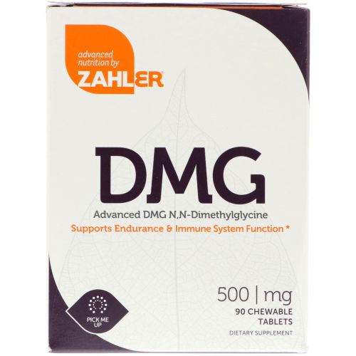 Zahler, Диметилглицин, передовой диметилглицин Н, N-диметилглицин, 500 мг, 90 жевательных таблеток