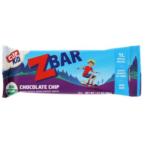 Clif Bar, Clif Kid, Organic Z Bar, Chocolate Chip, 18 Bars, 1.27 oz (36 g) Each