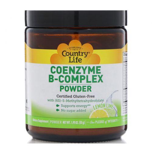 Country Life, Coenzyme B-Complex Powder, Lemon Lime, 1.95 oz (55 g)