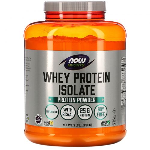 Now Foods, Sports, Whey Protein Isolate, без ароматизаторов, 5 фунтов (2268 г)