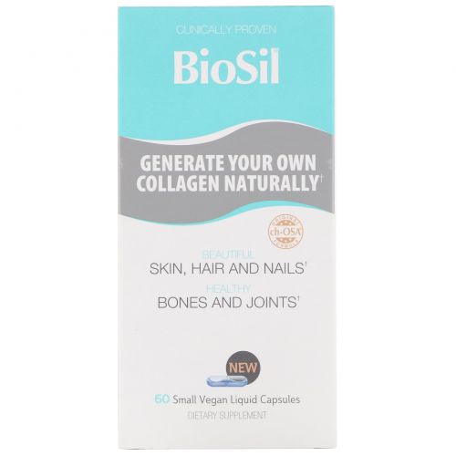 BioSil by Natural Factors, Advanced Collagen Generator, 60 Small Vegan Liquid Capsules