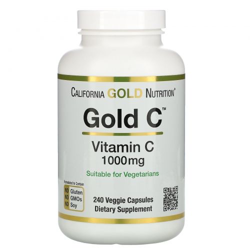 California Gold Nutrition, Витамин C, 1000 мг, 240 капсул на растительной основе