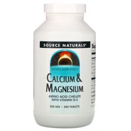 Source Naturals, Кальций и магний, 300 мг, 250 таблеток