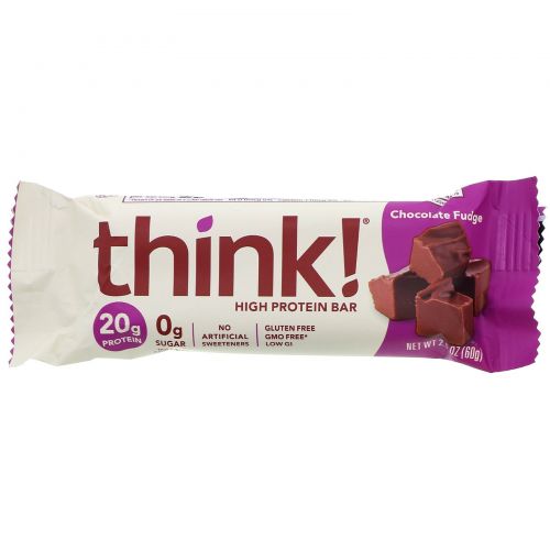 ThinkThin, High Protein Bars, Chocolate Fudge, 5 Pack, 2.1 oz (60 g) Each