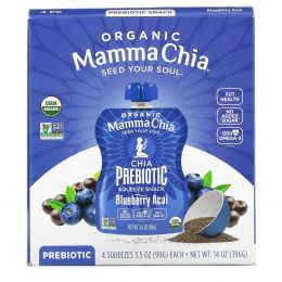 Mamma Chia, Organic Chia Prebiotic Squeeze, Blueberry Acai, 4 Pouches, 3.5 oz (99 g) Each