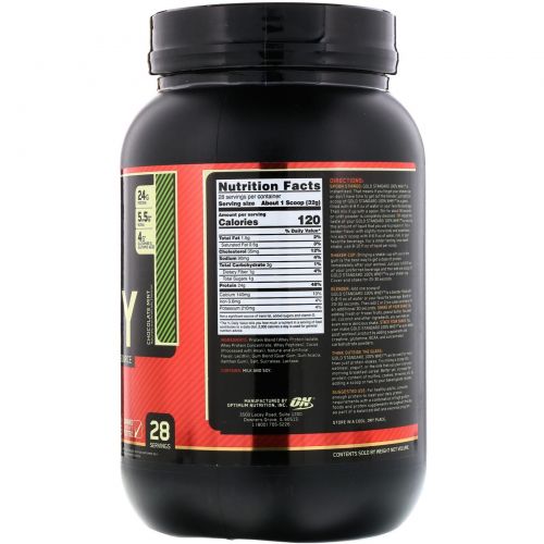 Optimum Nutrition, 100% сыворотка золотого стандарта, с шоколадом и мятой, 2 фунта (909 г)