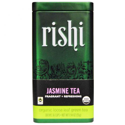 Rishi Tea, Органический зеленый листовой чай, жасмин, 1,94 унции (55 г)