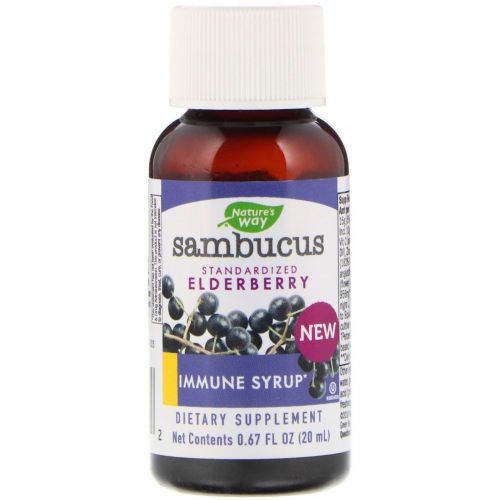 Nature's Way, Sambucus, Standardized Elderberry, Immune Syrup, 0.67 fl oz (20 ml)