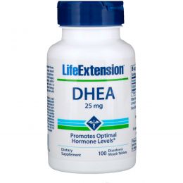 Life Extension, DHEA, 25 мг, 100 растворимых во рту таблеток