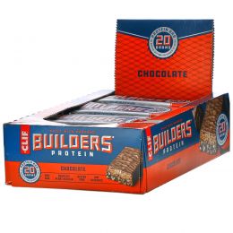 Clif Bar, Протеиновый батончик от Builder, шоколадный, 12 батончиков, по 2,4 унции (68 гр) каждый