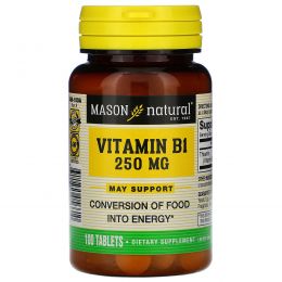 Mason Naturals, Витамин B-1, 250 мг, 100 таблеток