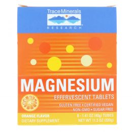 Trace Minerals Research, Magnesium Effervescent Tablets, 150 mg, Orange flavor, 8 Tubes 1.41 oz (40 g) Each