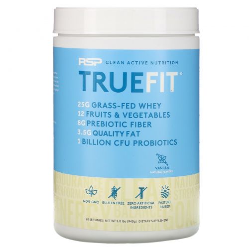 RSP Nutrition, Truefit, Grass-Fed Protein Shake, Vanilla, 2.11 lbs (960 g)